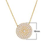 Zirkon Taşlı Pırlanta Montür Altın Kaplama 16.50 mm Yuvarlak Gümüş Kolye