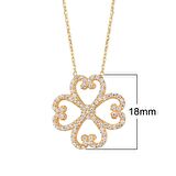 Zirkon Taşlı Pırlanta Montür Kalp Desenli Çiçek Altın Kaplama Gümüş Kolye