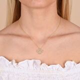 Zirkon Taşlı Pırlanta Montür Kalp Desenli Çiçek Altın Kaplama Gümüş Kolye