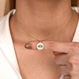 Zirkon Taşlı Pırlanta Montür Altın Kaplama Göz Desenli 11.8 mm Yuvarlak Desenli Gümüş Kolye