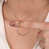 Rose Altın Kaplama Büyük Ay Yıldız Gümüş Kolye