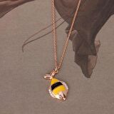 Zirkon Taşlı Pırlanta Montür Mineli Balık Rose Kaplama Gümüş Kolye