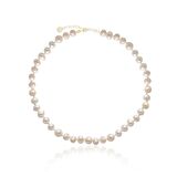 Altın Kaplama 9 mm Doğal İncili Choker Gümüş Kolye