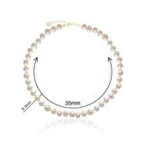 Altın Kaplama 9 mm Doğal İncili Choker Gümüş Kolye