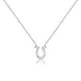 Zirkon Taşlı Pırlanta Montür Gümüş Rengi Kaplama Gümüş Nal Şans Kolye