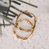 Kıvrık Desenli Altın Kaplama Gümüş Küpe