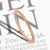Turuncu Zirkon Taşlı Pırlanta Montür Rose Altın Kaplama Tam Tur Gümüş Yüzük