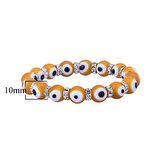 Stretch 10 mm Sarı Renk Nazar Boncuklu Kristal Taşlı Rondel  Bileklik
