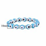 Stretch 10 mm Turkuaz Renk Nazar Boncuklu Kristal Taşlı Rondel  Bileklik
