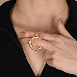 Altın Kaplama Bambu Desenli C Harfi Gümüş Kolye