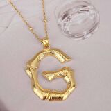 Altın Kaplama Bambu Desenli G Harfi Gümüş Kolye