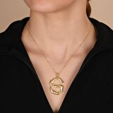 Altın Kaplama Bambu Desenli G Harfi Gümüş Kolye