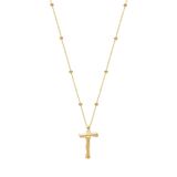 Altın Kaplama Bambu Desenli T Harfi Gümüş Kolye