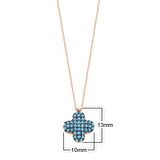 Coşar silver-Turkuaz Taşlı Rose Altın Kaplama Gümüş Yonca Sembollü Kolye