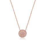Zİrkon Taşlı Pırlanta Montür Rose Altın Kaplama 10.8 mm Yuvarlak Gümüş Kolye