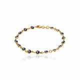 4mm Nazar Boncuklu Gümüş Kilitli Altın Kaplama Bileklik