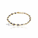 4mm Nazar Boncuklu Gümüş Kilitli Altın Kaplama Bileklik