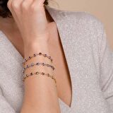 4mm Nazar Boncuklu Gümüş Kilitli Altın Kaplama Bileklik