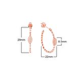 Zirkon Taşlı Pırlanta Montür Rose Altın Kaplama Oval Desenli Gümüş Küpe