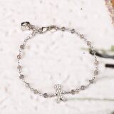 Zirkon Taşlı Pırlanta Montür Gümüş Rengi Altın Kaplama Labradorite Rosary Çocuk Adam Gümüş Bileklik