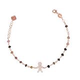 Zirkon Taşlı Pırlanta Montür Rose Altın Kaplama Turmalin Rosary Çocuk Adam Gümüş Bileklik