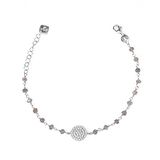 Zirkon Taşlı Pırlanta Montür Gümüş Rengi Altın Kaplama Iolite Rosary Yuvarlak Gümüş Bileklik