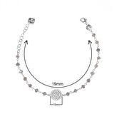 Zirkon Taşlı Pırlanta Montür Gümüş Rengi Altın Kaplama Iolite Rosary Yuvarlak Gümüş Bileklik