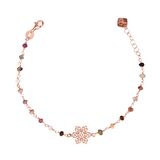 Zirkon Taşlı Pırlanta Montür Rose Altın Kaplama Turmalin Rosary Papatya Gümüş Bileklik