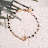Zirkon Taşlı Pırlanta Montür Rose Altın Kaplama Turmalin Rosary Papatya Gümüş Bileklik
