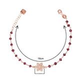 Zirkon Taşlı Pırlanta Montür Rose Altın Kaplama Granata Rosary Papatya Gümüş Bileklik