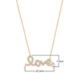 Zirkon Taşlı Pırlanta Montür Altın Kaplama Love Gümüş Kolye