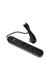 Akım Korumalı 4'lü Priz 3 Port Usb Çoklu Grup Priz 2 Metre Kablo 10a - Siyah