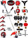 Lombard İtalia Pro 860 11 İn 1 FUL Set Yan Tipi Benzinli Tırpan + Toprak Eşeleme + Akrobat Çapa Roket Başlık