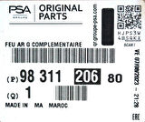 Citroën C4 Iıı (2020-2023) Sol Bagaj Kapak LED Stop Lambası – Psa 9831120680