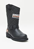 Black Hakiki Deri Kadın Bot & Bootie HD0777005303