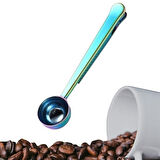 Mandallı Kahve Ölçü Kaşığı Paslanmaz Çelik 2'si 1 Arada Klipsli