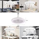 BUFFER®E27 Duylu 3 Farklı Işık Modlu ve 3 Seviye Fan Güçlü Uzaktan Kumandalı, Sessiz Kullanımlı, Kolay Kurulumlu,Led Işıklı Tavan Pervane Vantilatörü