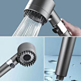 Silikon Fırçalı Masajlı Duş Başlığı 3 Kademeli Turbo Basınçlı Su Tasarruflu