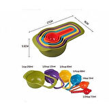 5'li Pratik Ölçü Kaşığı Kabı Şeker Baharat ve Sıvı Ölçer Seti