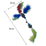 Çok Renkli Tüylü Zilli Kedi Oyuncağı (Tahta Boncuklu İnteraktif Aparat)