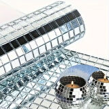 Kare Aynalı Cam Mozaik Çıkartması 30x30 cm (Gümüş Rengi, Kendinden Yapışkanlı)