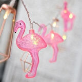 10’lu Pilli Led Flamingo Dekoratif Işık Zinciri – 1,5 Metre, Pembe Aydınlatma