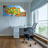 Renkli Türkiye Haritası Manyetik Duvar Stickerı 118 x 56 cm Yapıştırıcı Gerektirmez