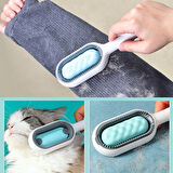 Çift Taraflı Pet Fırçası, Evcil Hayvanlar İçin Nemli ve Kuru Tüy Tarama Tarağı