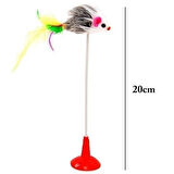 2'li Set Vantuzlu Kedi Oyuncağı, Esnek Telli Tüylü Peluş Fareli İnteraktif Oyuncak