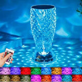 USB Şarjlı Kumandalı Kristal Akrilik Led Lamba – 16 Renk Modlu, Dokunmatik, Masa Üstü
