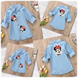 MODAVALS ANNE KIZ MINNIE BASKILI TUNİK KOT GÖMLEK 