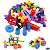 Oyuncak Tekerlekli Tako Boru Eğitici Blok Yapı Seti 72 Parça