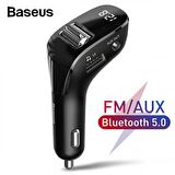 Baseus Bluetooth Araç FM Transmitter AUX  Wireless MP3 Fm Transmitter Araç Şarj Başlık Müzik Kiti