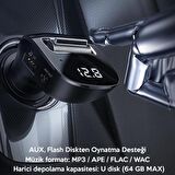 Baseus Bluetooth Araç FM Transmitter AUX  Wireless MP3 Fm Transmitter Araç Şarj Başlık Müzik Kiti